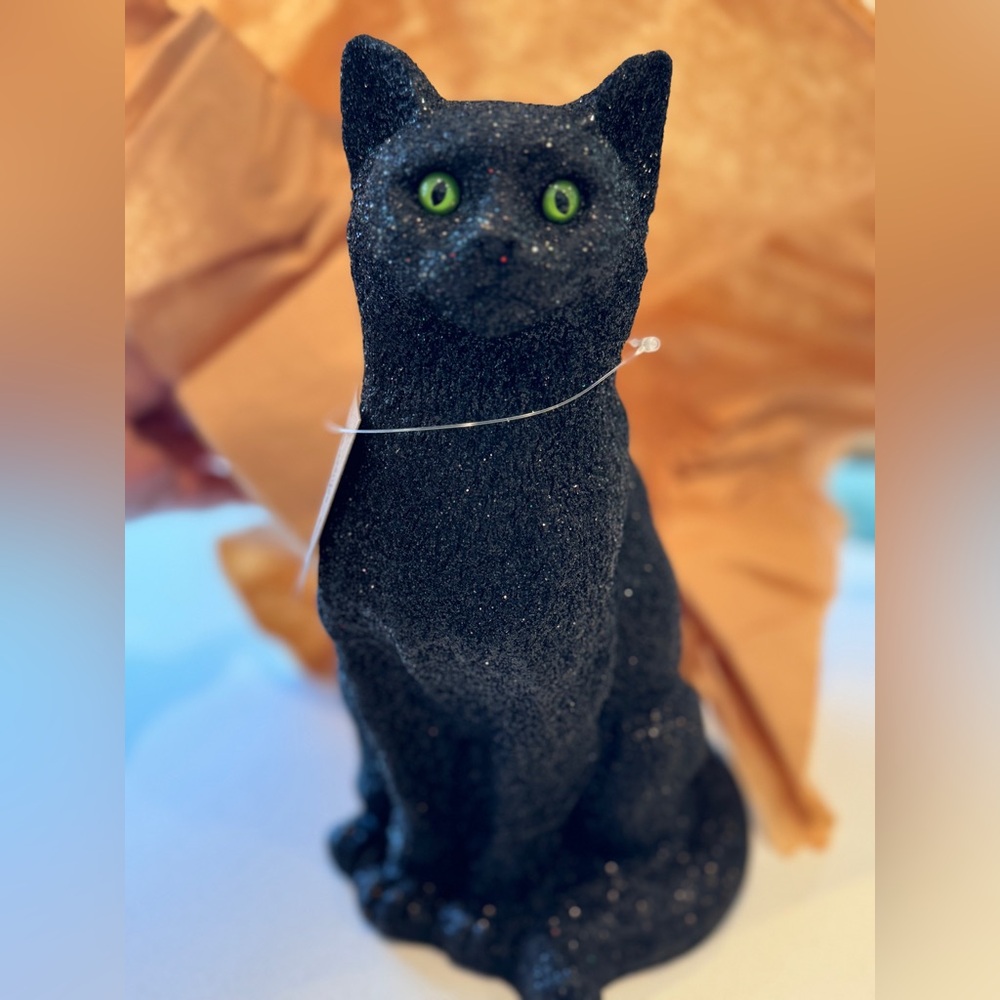 Halloween green eyed black Cat